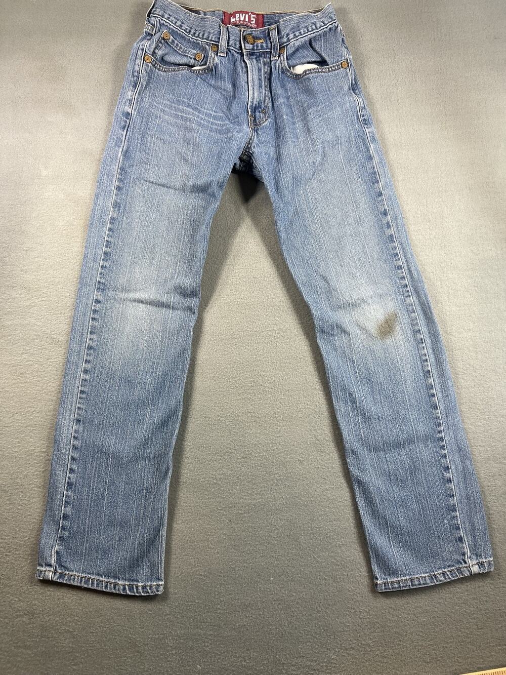 Levi's 514 Boy's Slim Fit Blue Jeans 18 Slim 27X29 Light Wash Stretch Denim